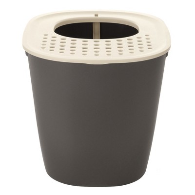 Brown and Off-White Plastic Top Entry Cat Litter Box with Scoop