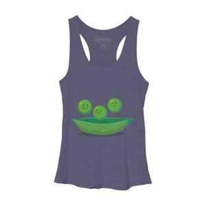 Women's Design By Humans Cute jumping peas in pod cartoon illustration By thefrogfactory Racerback Tank Top - 1 of 3