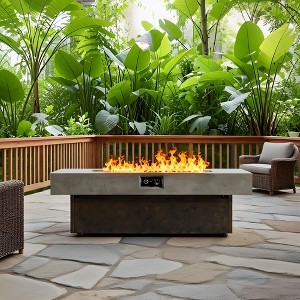 Christopher Knight Home Nova Modern Rectangular Patio Iron 50,000 BTU Fire Pit Table with 3 Height Options - 1 of 4