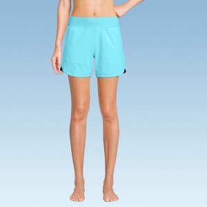 Lands' End Women's 5" Quick Dry Elastic Waist Board Shorts Swim Cover-up Shorts with Panty - 1 of 4