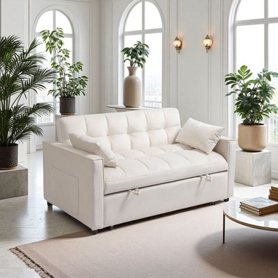 NicBex Convertible Sofa Bed Loveseat Couch with Pull Out Bed & Adjustable Backrest,Upholstered Sleeper Sofa for Living Room,Bedroom