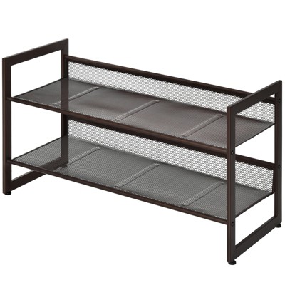 Tangkula Iron Shoe Shelf 2/3/4-Tier Space Saving Layered Shoes Shelving Shoes Storage Organizer
