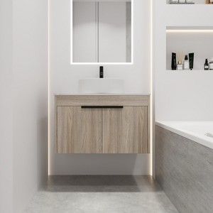 GDFStudio Broderick Wall Mounted Wood Bathroom Vanity with Ceramic Sink - 1 of 4