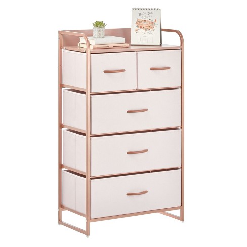 Mdesign Tall Drawer Organizer Storage Tower With 5 Drawers, Light Pink/rose  Gold : Target