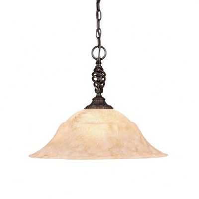 Toltec Lighting Elegante 1 - Light Pendant in  Dark Granite with 20" Italian Marble  Shade