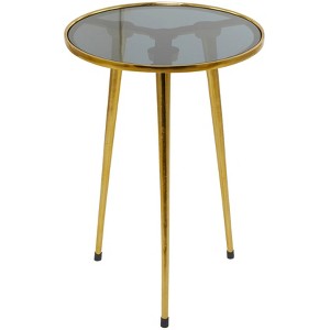 Contemporary Aluminum With Tripod Legs Accent Table Gold - Olivia & May: Velvet Sofa Companion, Brass Decor, Indoor Use - 1 of 4