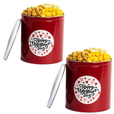 Uncle Myron's Valentine's Day Popcorn Tin - 3 Flavors - 1 Gallon, 2 Pack