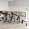 Emma & Oliver Massalia Indoor/Outdoor Stacking Thonet Bistro Style Chair with Textilene Seat and Bamboo Finished Metal Frame - 2 of 4