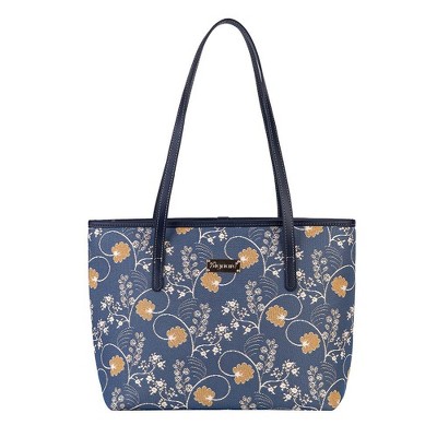 Signare USA Jane Austen Blue Shoulder Tote Bag