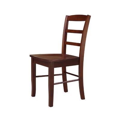 Espresso High Slat Solid Wood Ladderback Side Chair Set