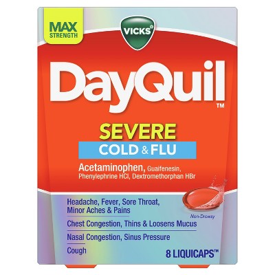 Vicks DayQuil Severe Cold & Flu Liquicaps, 8 Count