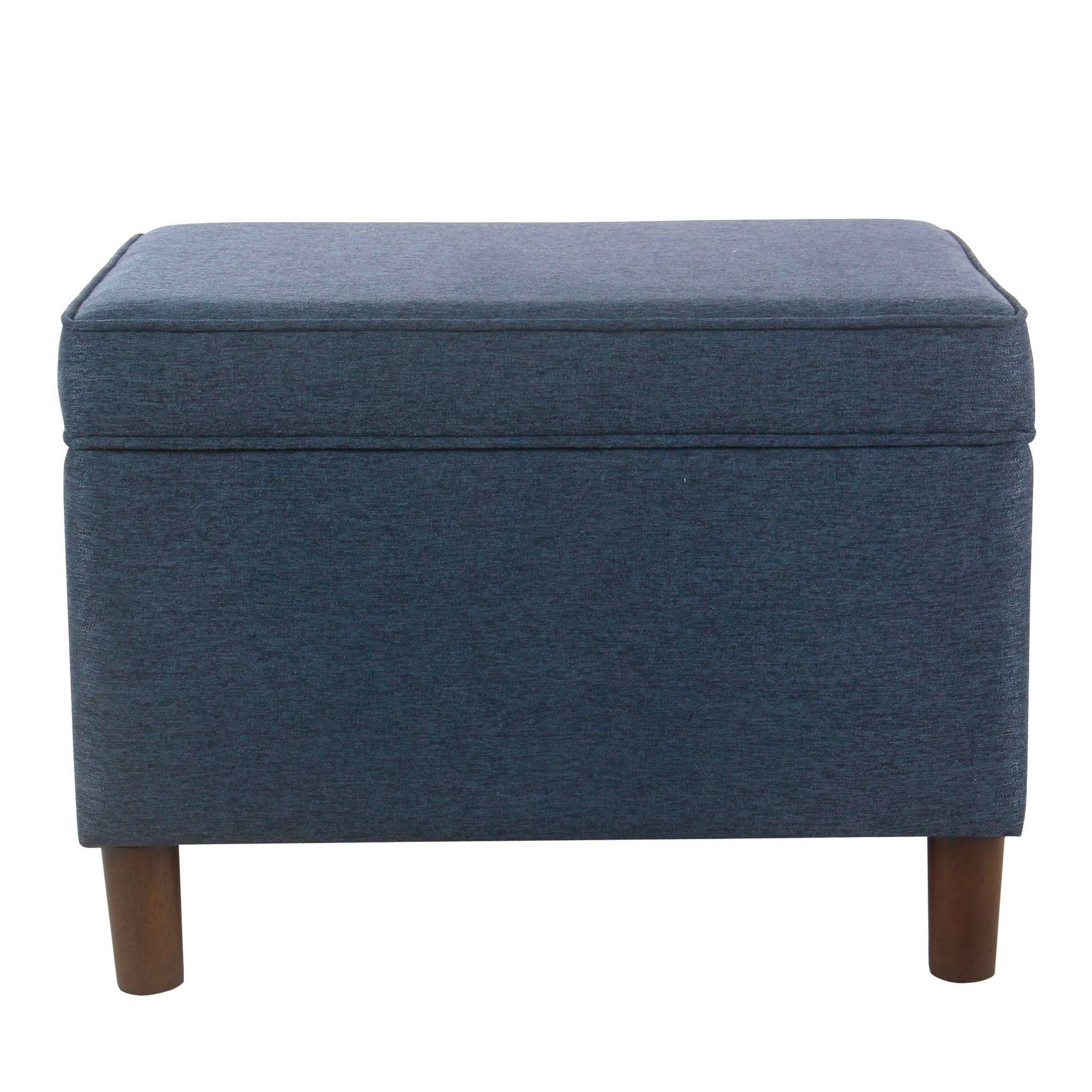 24" Storage Ottoman Blue - HomePop: Hinged Lid, Bedroom & Living Room Furniture