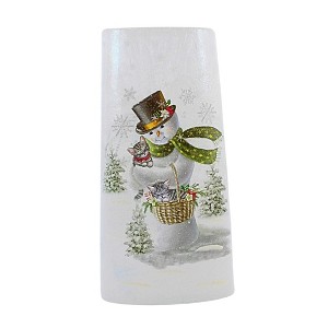 Stony Creek 10.0 Inch Snowman Friends Pre-Lit Vase Christmas Lighted Glass Accent , Christmas Decor Kitten Squirrel Bunny Deer (1PC) - 1 of 4
