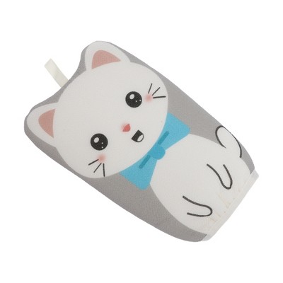 Unique Bargains Cartoon Kitten Shower Gloves for Bathroom 8.46"x5.12" Gray 1 Pc