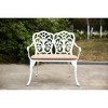 Vynxaria White Patio Bench with Floral Rose Design - 33.80'' W x 22.40'' D x 34.60'' H - 3 of 4