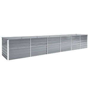 vidaXL Galvanized Iron Arched Gabion Basket, Decorative and Sound-Insulating Garden Barrier with Durable Construction and Wide Application, Silver - 1 of 4
