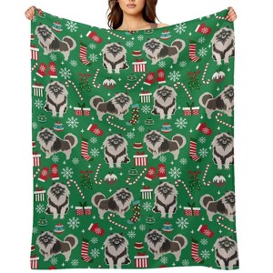 Keeshond Christmas Christmas Throw Blanket Soft Fleece Christmas Blanket Cozy Flannel Throw for Couch Bed 60x80 inches - 1 of 1