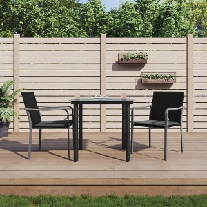 vidaXL 3 Piece Patio Dining Set with Cushions Poly Rattan and Steel - 1 of 4