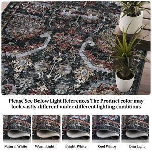 10x13 Soft Washable Area Rug Non Slip Non Shedding Floor Carpet Vintage Farmhouse Rug Low Pile Thin Rug, Distressed Oriental Rug, Foldable Printed - 1 of 4