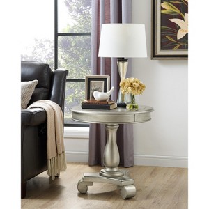 Roundhill Furniture Rene Round Wood Pedestal Side Table, Champagne - 1 of 4