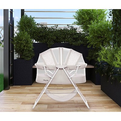 Cool Gray Aluminum Foldable Baby Bassinet with Double Canopy