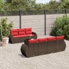 vidaXL 8 Piece Garden Sofa Set with Cushions Brown and Red Poly Rattan - 2 of 4