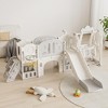 NAYSAYE Playground Slide Toddler Activity Center with Swing and Basketball Hoop for Indoor Outdoor Play, Gray and Ivory, 64.96"*44.09"*50.26" - 2 of 4