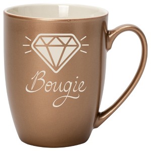 100 North Sparkling Diamond 10 Ounce Bronze Metallic Finish, Comfortably Fits Your Hands, New Bone China Coffee Tea Cup Mug, Bougie - 1 of 1