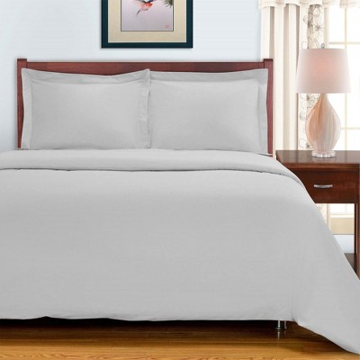 Luxury Heavyweight Gray Cotton Sateen Full/Queen Duvet Cover Set