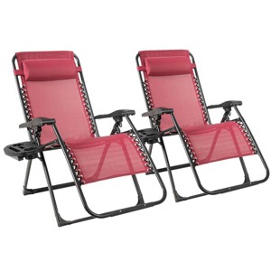 Costway 2PC Oversize Lounge Patio Heavy Duty Folding Recliner - 1 of 4