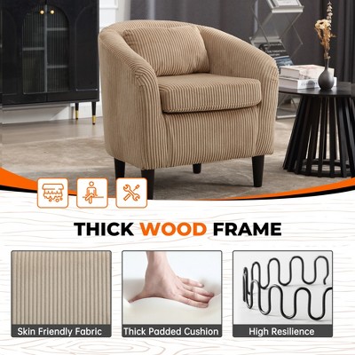 HOMEFUN Modern Corduroy Upholstered Accent Chair with Wooden Legs
