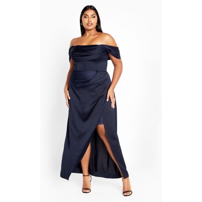 Women's Plus Size Forbidden Love Maxi Dress - navy | CITY CHIC