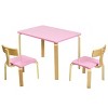 Tangkula 3-Piece Kids Wooden Table Chairs Set Children Activity Desk & Chair Furniture Pink/Green - 4 of 4