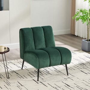 Hrinhom 24.4"W Velvet Lounge Chair, Armlesschair with Metal Legs - 1 of 4