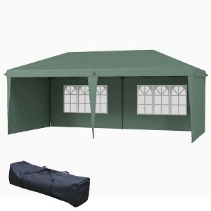 Resenkos Patio Garden Pergola, Pergola Canopy,10' x 20' Pop Up Canopy Tent with 4 Sidewalls, Instant Gazebo with Carry Bag, Green - 1 of 4