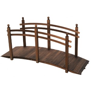 Outsunny 7.5' Wooden Arch Garden Bridge, Safety Rails for Backyard Ponds, Creeks, Streams - 1 of 4