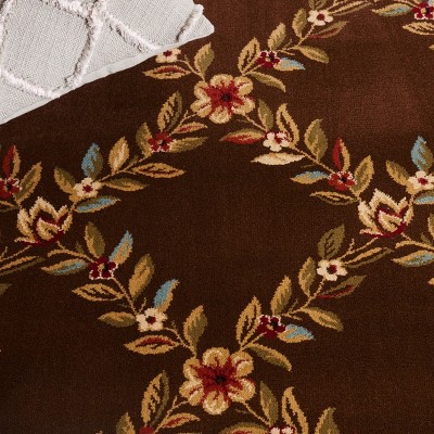 Brown Floral Trellis 12' x 15' Synthetic Area Rug