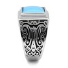 Slickblue High Polished Stainless Steel Boho Men’s Ring, Synthetic Turquoise Center, Fashion Style, Size 8-13 - 4 of 4