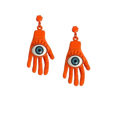 SOHI Women's Pumpkin Orange The Hamsa Drop Earrings