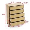 5-Drawer Chest For Bedroom, Rattan Chest Of Drawers, Modern Storage Dressers Organizer With Metal Handles For Living Room Hallway Entryway - 2 of 4