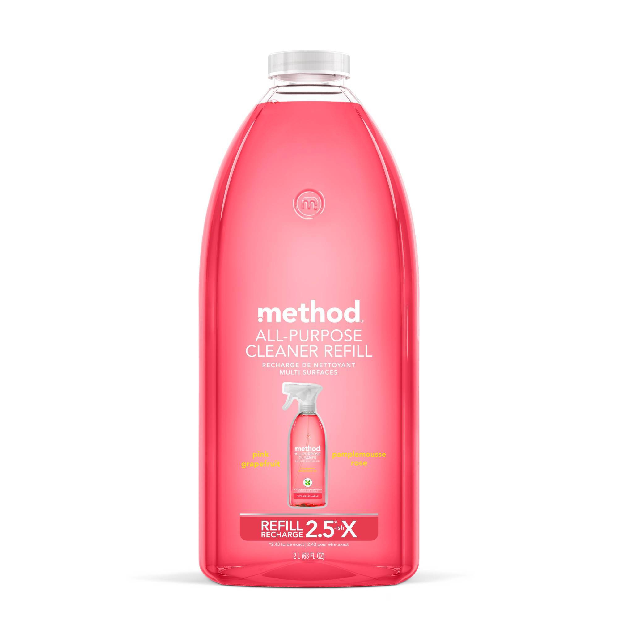 Method Pink Grapefruit All Purpose Cleaner Refill - 68 fl oz: Aluminum-Free Liquid for Glass, Stone, Wood Surfaces