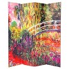 Monet Fine Art Double Sided Room Divider Japanese Bridge and Poppy Field in Argenteu - Oriental Furniture - 2 of 3
