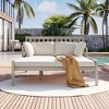 Whisen Outdoor Daybed, Patio Daybed with Four Pillows, Wooden Outdoor Bed with Curved Armrests - 3 of 4