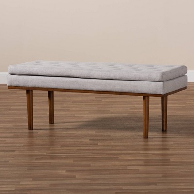 Arne Walnut and Gray Upholstered Mid-Century Bench