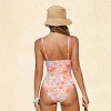 Women's Floral V Neck One Piece Swimsuit - Cupshe - 3 of 4