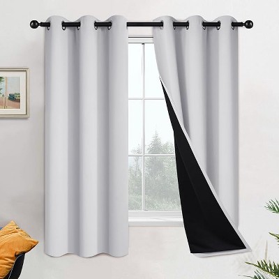 Yakamok Room Darkening Thermal Insulated Blackout Curtains for Bedroom (42Wx63L,Greyish White, 2 Panels)