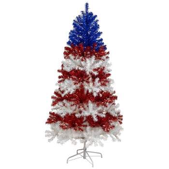 Northlight Pre-Lit Americana Tinsel Christmas Tree - 6' - Clear Lights