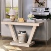 60'' Rustic Console Table with Sculptural V-Base,Bottom Shelf and Distressed Wood Veneer for Hallway or Behind Sofa-Baofuwish - 3 of 4