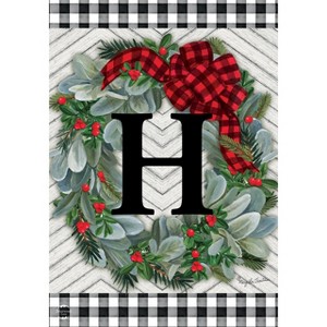 Briarwood Lane Winter Garden Flag 12x18 For Outdoor Winter Wreath Monogram Letter H For Winter Garden Flag Flags For Outside - 1 of 4