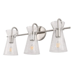 YANSUN 24 in. 3-Light Brushed Nickel Vanity Light with Glass Shades, Modern Wall Sconce for Bathroom, Vanity, or Dressing Room - 1 of 1